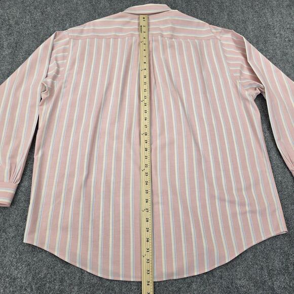 Brooks Brothers Shirt Mens XL Pink Striped Woven Oxford Cloth Supima Button Down - Picture 7 of 16
